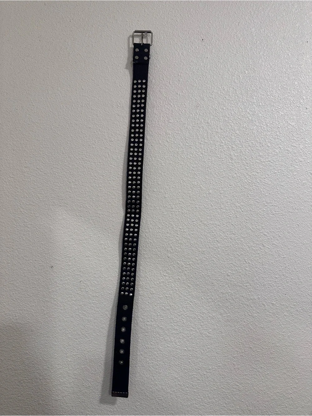 Studded Brown Canvas Belt with Amber and Clear Gems